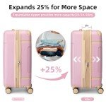 LARVENDER 3-Piece Pink Expandable Luggage Set