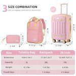 LARVENDER 3-Piece Pink Expandable Luggage Set