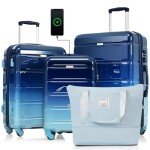 Merax 3-Piece Expandable Luggage Set with USB Port