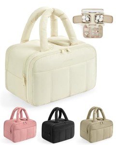 BAGSMART Large Lightweight Travel Toiletry Bag - Beige