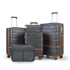 5-Piece Lightweight Hard Shell Luggage Set (Gray)