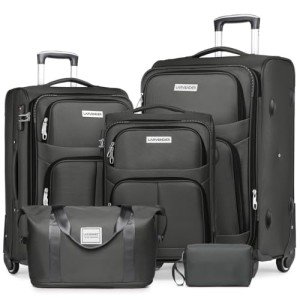 LARVENDER 5-Piece Expandable Softside Luggage Set
