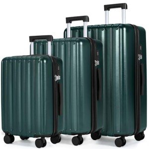 SHOWKOO 3-Piece Hardside Luggage Set, Dark Green