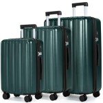 SHOWKOO 3-Piece Hardside Luggage Set, Dark Green