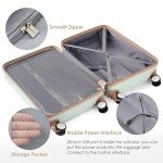 Merax 3-Piece Hardshell Luggage Set - Mint Green & Khaki