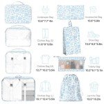 8-Piece Packing Cubes Set for Travel - Blue Flowers