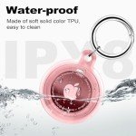 Waterproof Airtag Holder with Keychain - Clear Pink