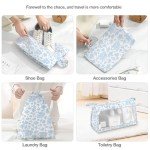 8-Piece Packing Cubes Set for Travel - Blue Flowers