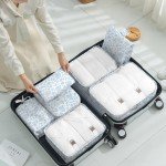 8-Piece Packing Cubes Set for Travel - Blue Flowers