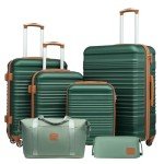 Coolife 3-Piece Hardside Luggage Set - Dark Green