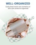 Mint Green Checkerboard Travel Makeup Organizer Bag