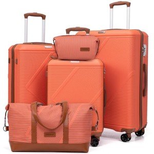 Tangerine 5-Piece Lightweight Luggage Set with Wheels