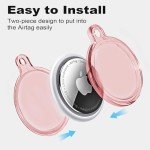 Waterproof Airtag Holder with Keychain - Clear Pink