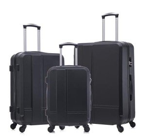Merax 3-Piece Matte Black Hardshell Carry-On Set