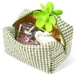 Pink Checkered Quilted Makeup Bag Organizer