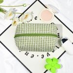 Pink Checkered Quilted Makeup Bag Organizer