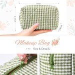 Pink Checkered Quilted Makeup Bag Organizer