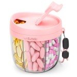 Portable Pink Pill Organizer with 7 Compartments