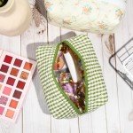 Pink Checkered Quilted Makeup Bag Organizer