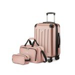 Rose Gold 3-Piece Luggage Set with Tote & Bag