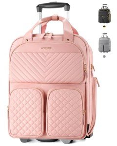 Arcoyard Pink Underseat Carry-On Luggage with Wheels