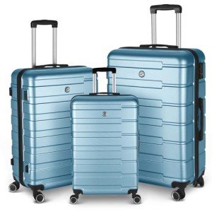 HOUAGI Aqua Blue 3-Piece Hardshell Luggage Set