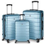 HOUAGI Aqua Blue 3-Piece Hardshell Luggage Set