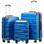 Coolife Expandable 3-Piece Luggage Set in Blue