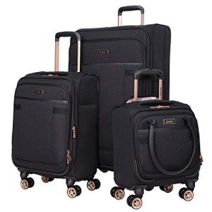 Kensie Hudson 3-Piece Black Rose Gold Luggage Set