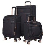 Kensie Hudson 3-Piece Black Rose Gold Luggage Set
