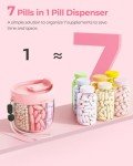 Portable Pink Pill Organizer with 7 Compartments