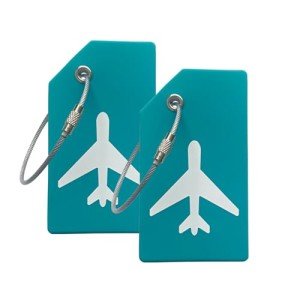Turquoise Silicone Luggage Tag with Name ID Card
