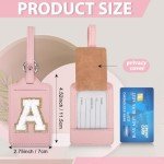 Custom Leather Luggage Tags with Initials - Pink