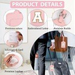 Custom Leather Luggage Tags with Initials - Pink