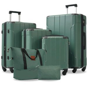 Merax 6-Piece Expandable Lightweight Green Luggage Set