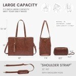 Vintage Leather Laptop Tote Bag for Women