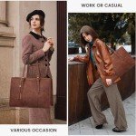 Vintage Leather Laptop Tote Bag for Women