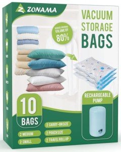 Travel Vacuum Storage Bags with Electric Pump – 10 Pack