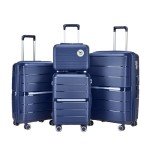 Lightweight 4-Piece Expandable Luggage Set (Blue)