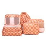 Jadyn 6-Piece Packing Cubes Set - Terracotta Check