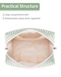 Mint Green Stripe Travel Makeup Bag Organizer