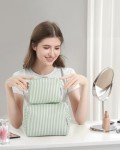 Mint Green Stripe Travel Makeup Bag Organizer