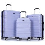 Lightweight 3-Piece Hardshell Suitcase Set - Purple