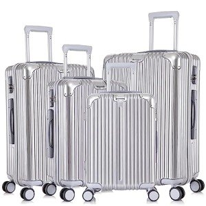 Stylish 4-Piece Silver Hardshell Luggage Set