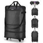 Expandable Black Rolling Suitcase for Travel