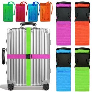 Luggage Strap and Tag Set - 8 Pieces