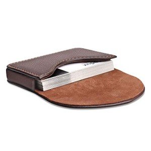 Coffee Leather Business Card Holder for Men & Women