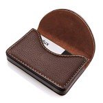 Coffee Leather Business Card Holder for Men & Women