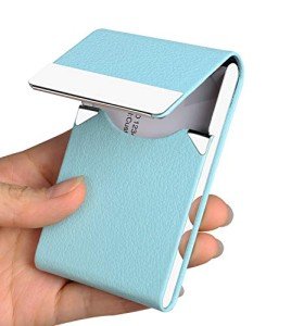Light Blue PU Leather Business Card Holder Case