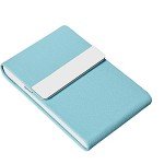 Light Blue PU Leather Business Card Holder Case